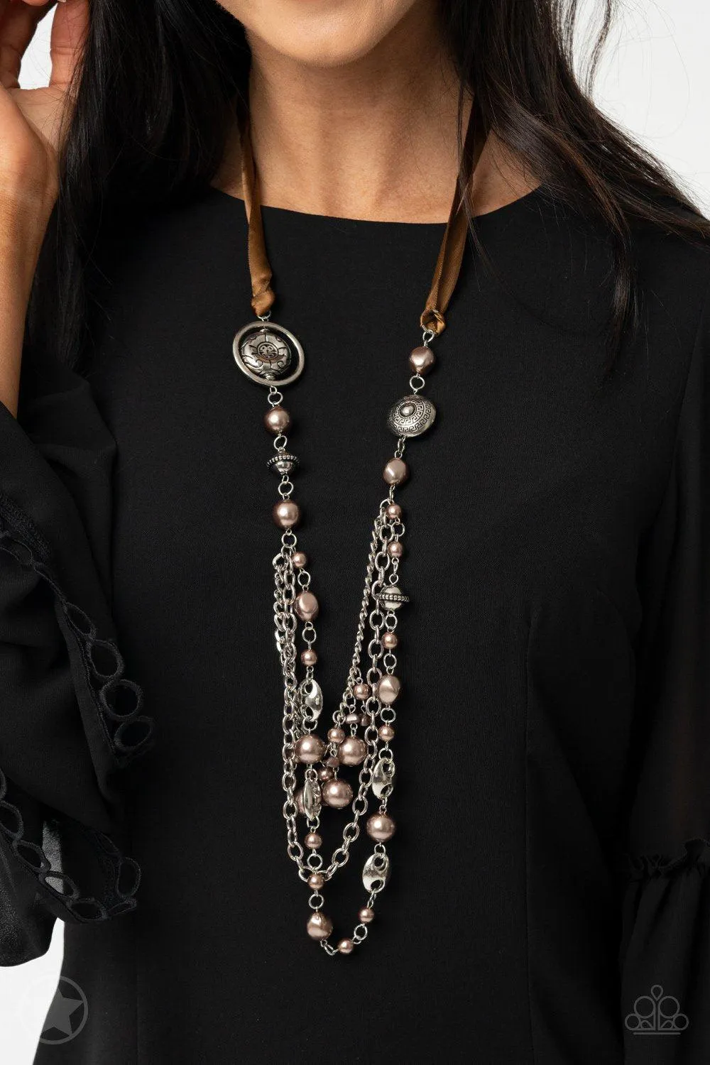 All The Trimmings Brown Ribbon Necklace - Paparazzi Accessories