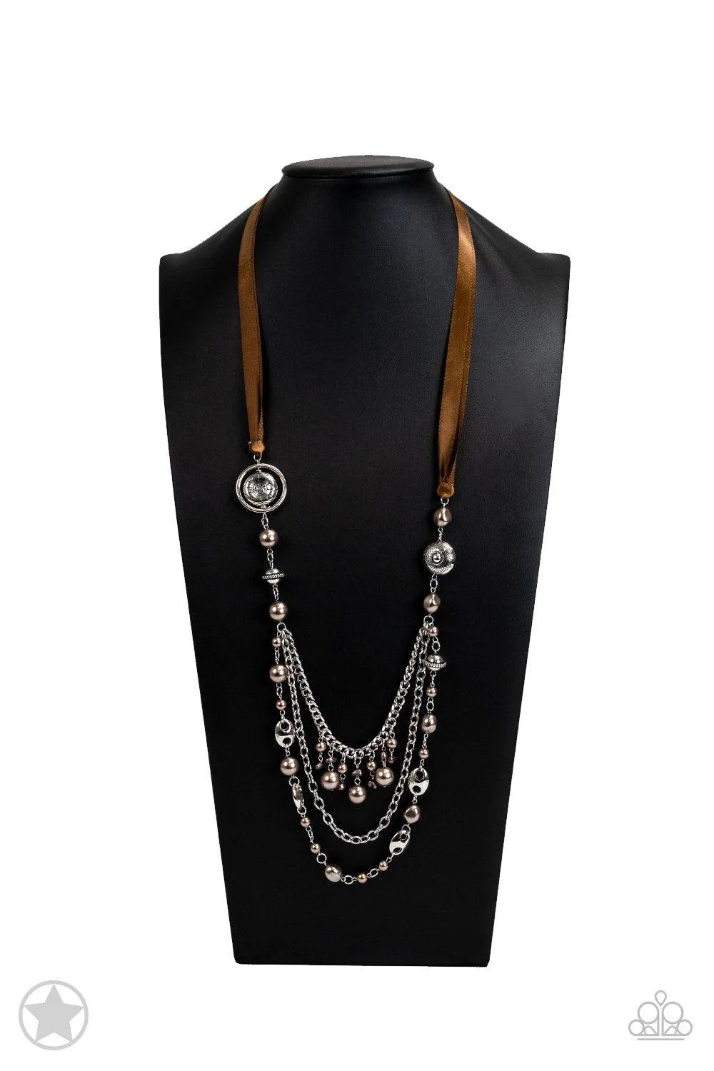 All The Trimmings Brown Ribbon Necklace - Paparazzi Accessories