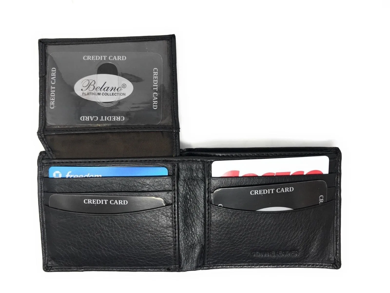 Belano RFID Blocking Real Leather Bifold Wallets for Cards ID with Box Men Women