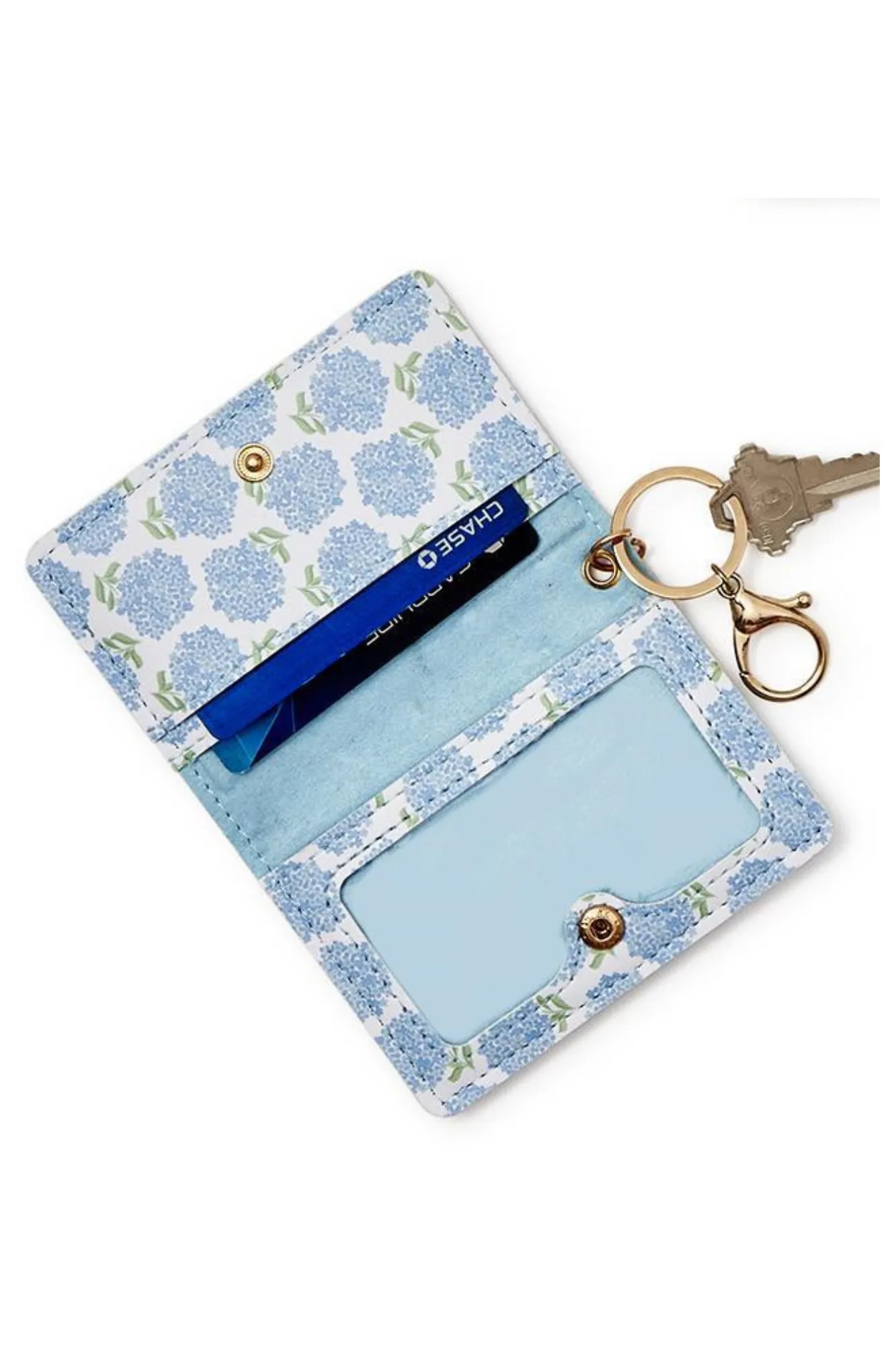 Hydrangea Print ID Wallet- Small Blue Hydrangea's