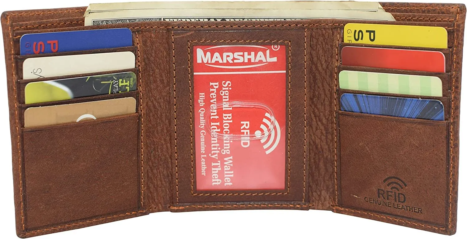 Jesus Fish Men's RFID Blocking Genuine Leather Bifold Trifold Ichthys Wallet (Bifold)