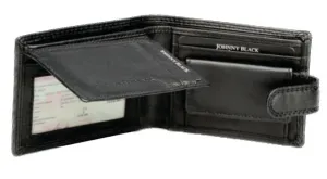 Johnny Black Chicago Mini Compact 8CC Leather Wallet - RFID | Black