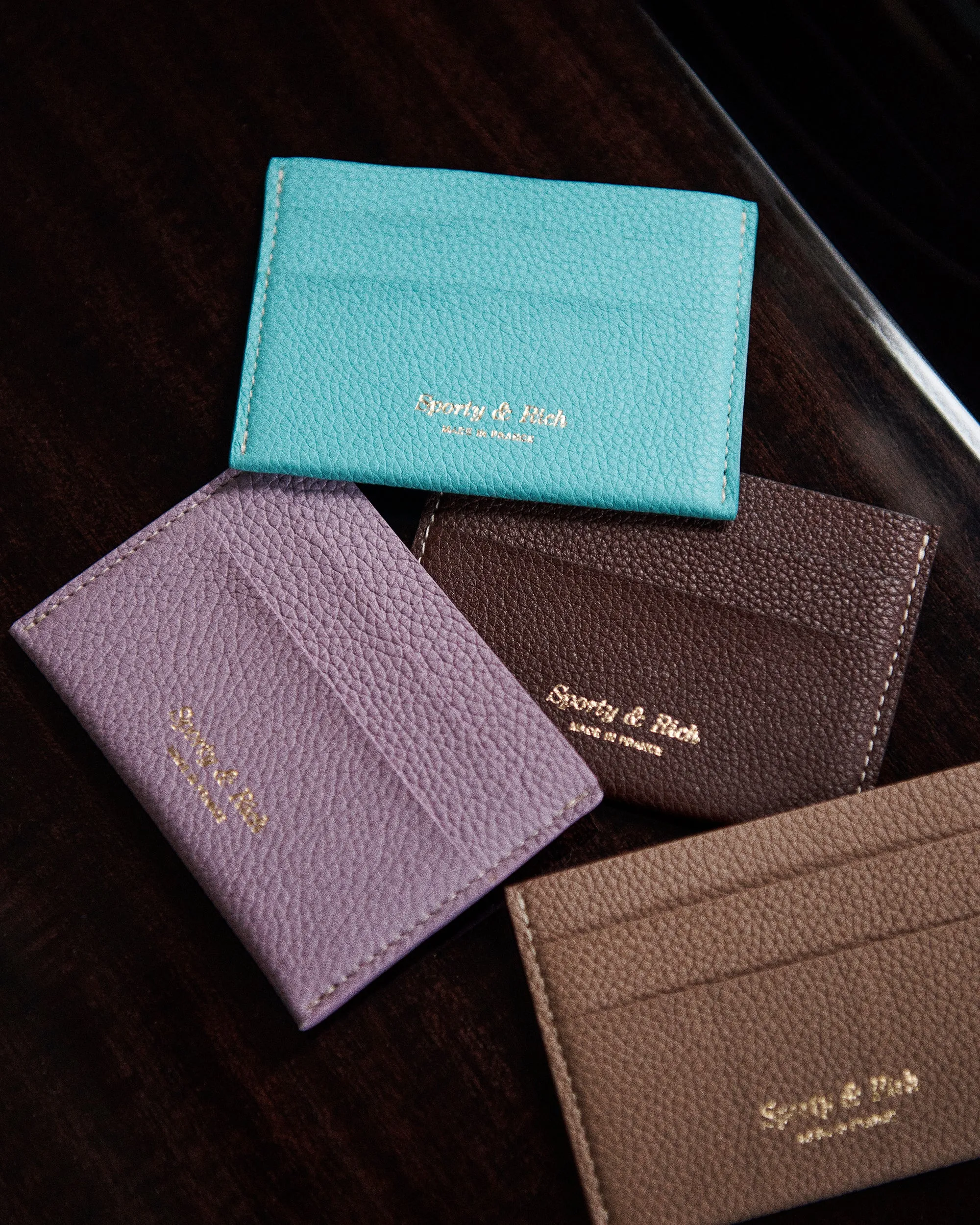 Leather Card Holder - Chocolate/Gold