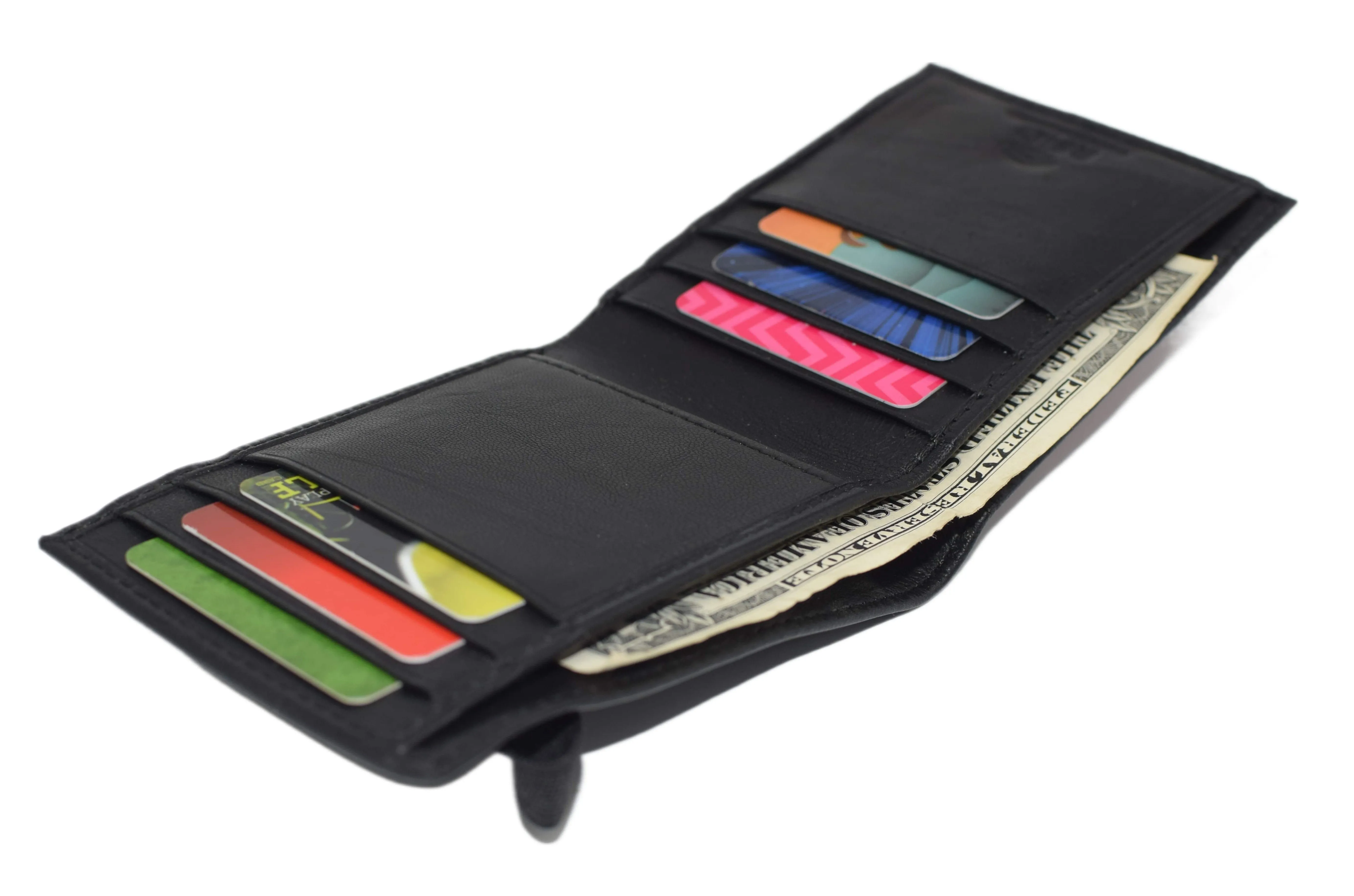 Marshal Genuine Leather Slim Bifold Exterior ID Card Holder Wallet with Elastic Band Closure