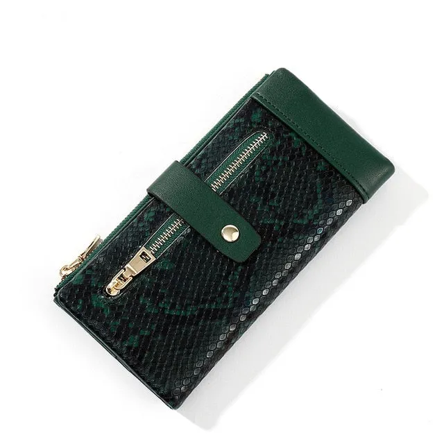 NEW Serpentine Leather Wallet  Zipper Cell