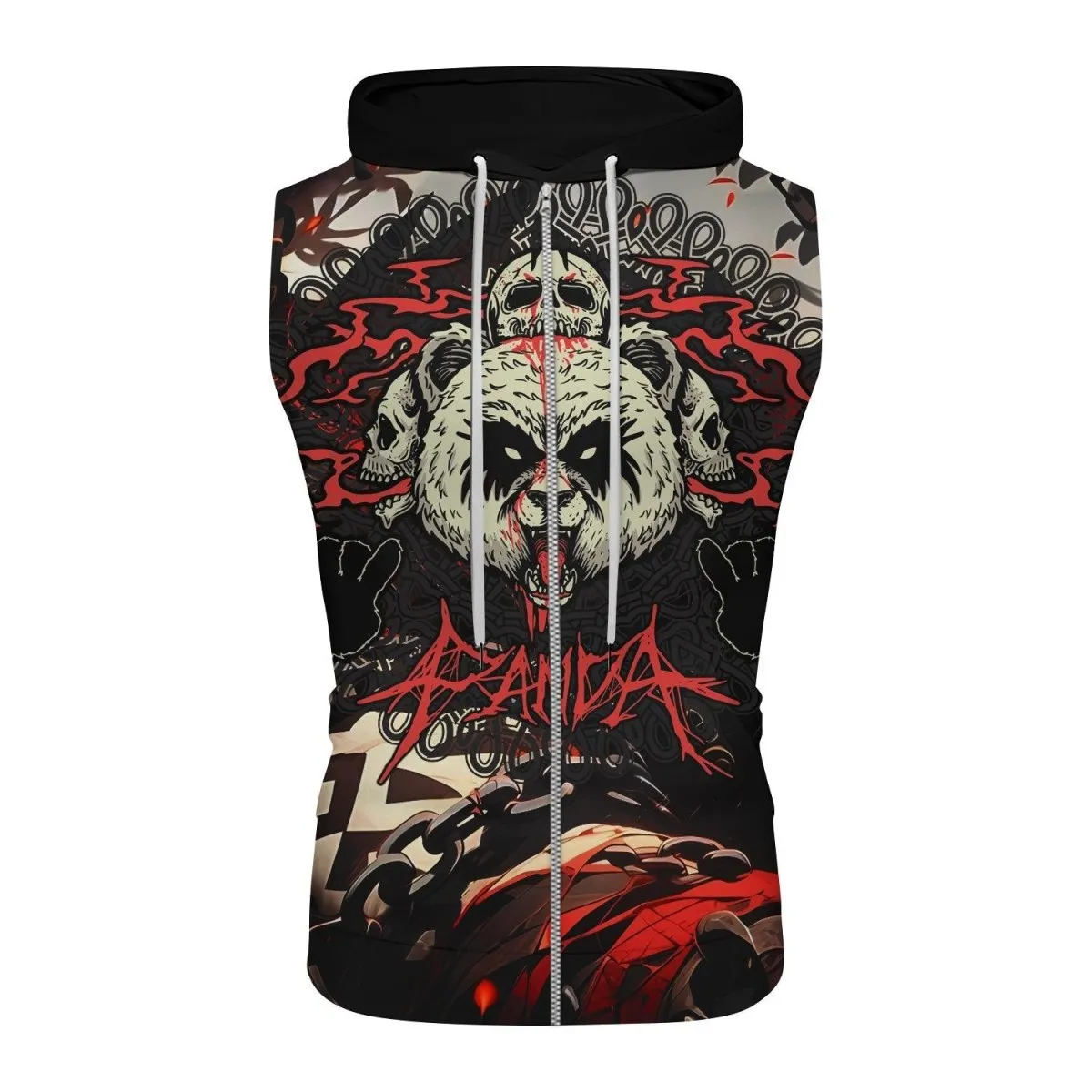 Panda Skull Sleeveless Pullover & Zip Hoodie