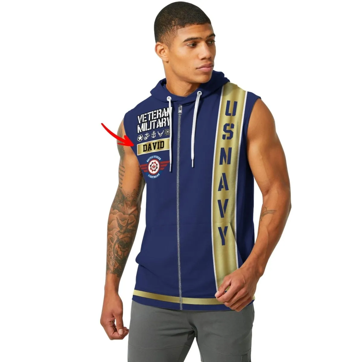 Personalized USA Navy Veteran Pullover & Zip Hoodie