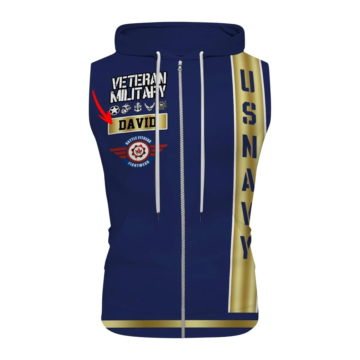 Personalized USA Navy Veteran Pullover & Zip Hoodie
