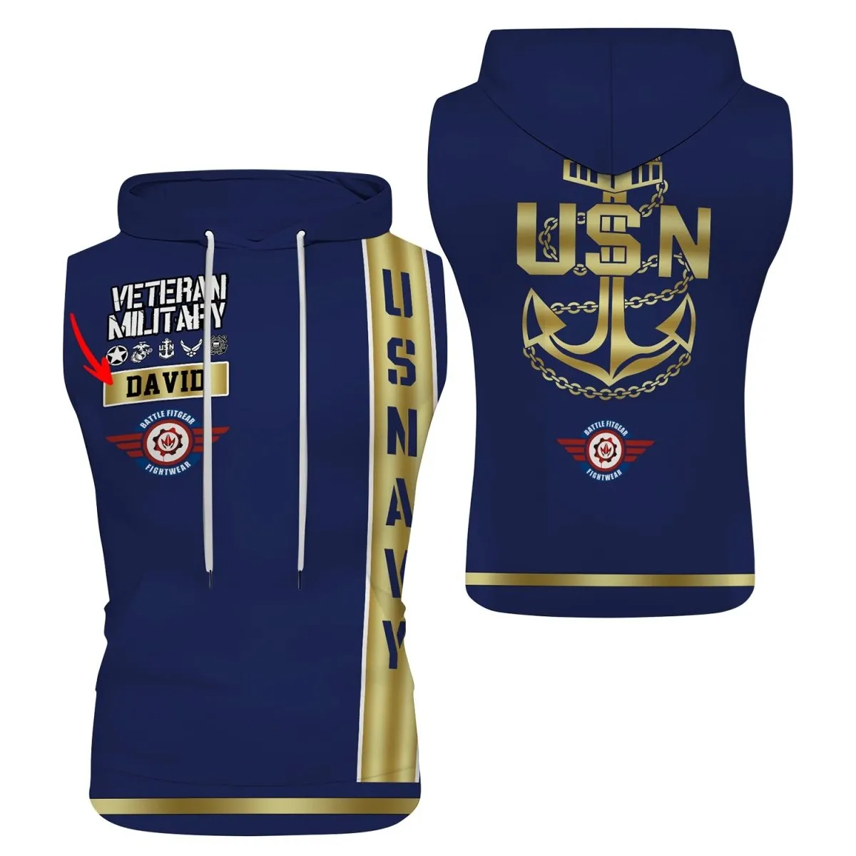 Personalized USA Navy Veteran Pullover & Zip Hoodie