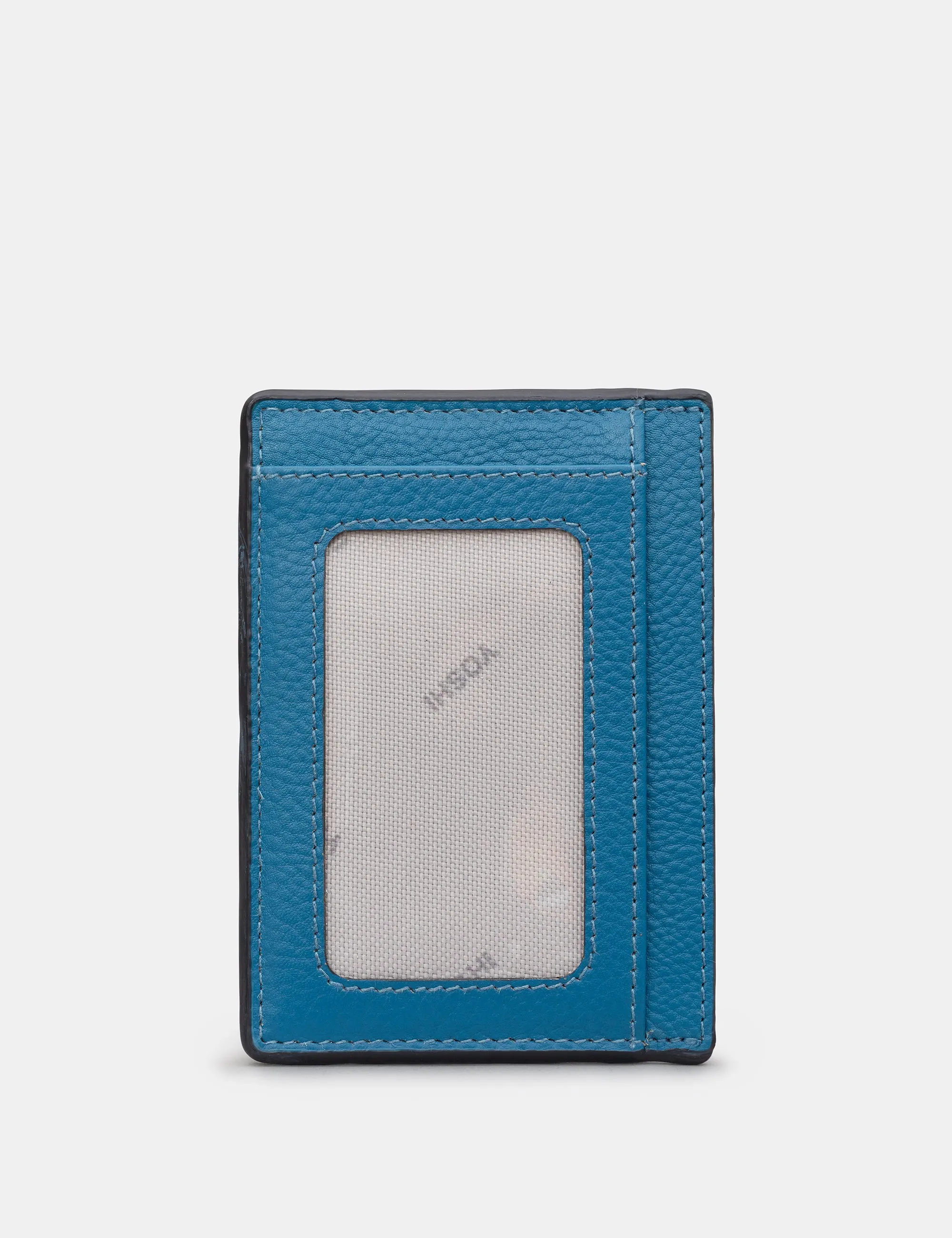 Petrol Blue Leather Card Holder With ID Window
