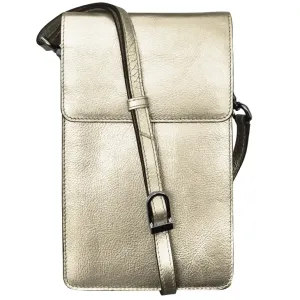 Slim Leather Phone Crossbody Wallet w/Tab Closure Light Gold