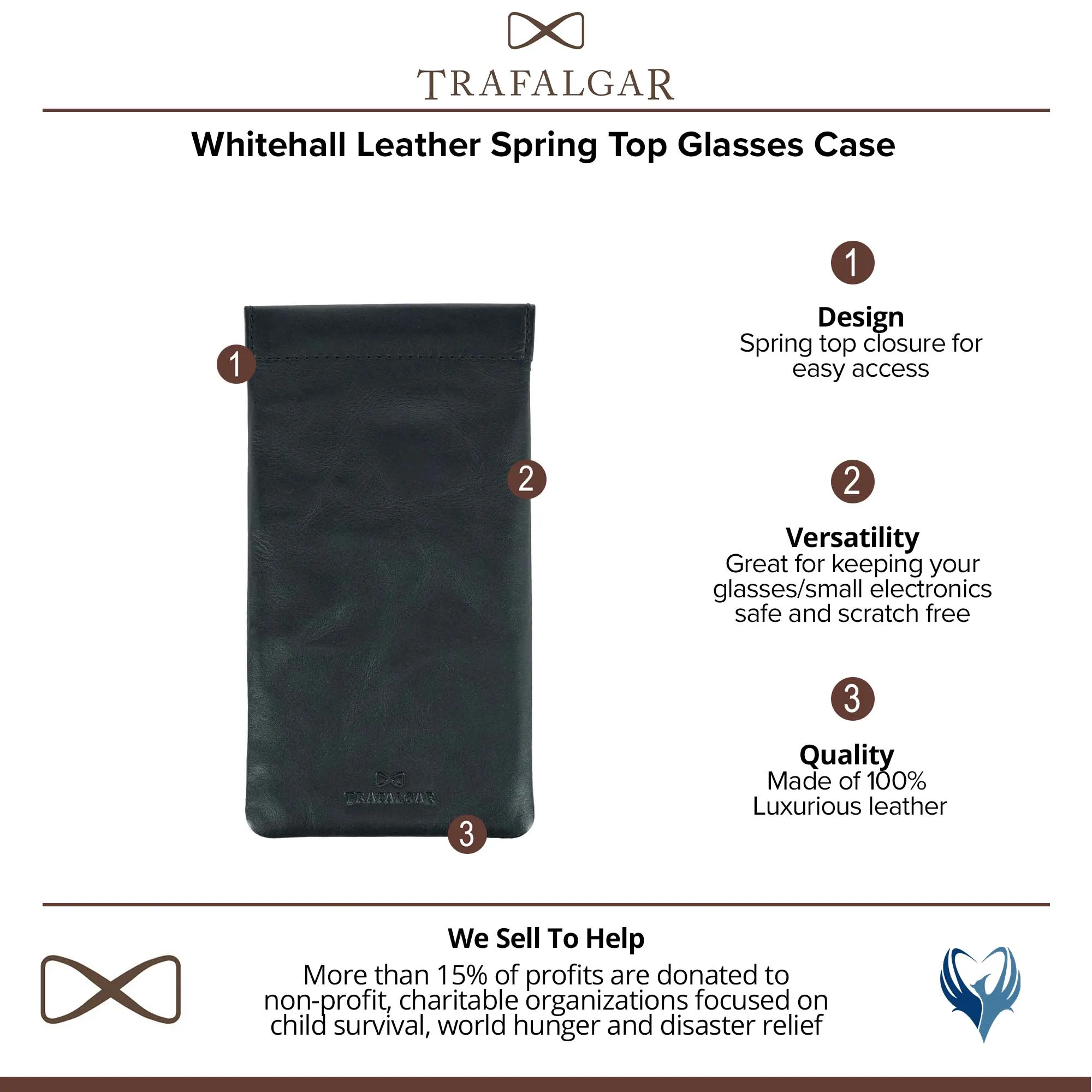 Trafalgar Whitehall Leather Spring Top Glasses Case