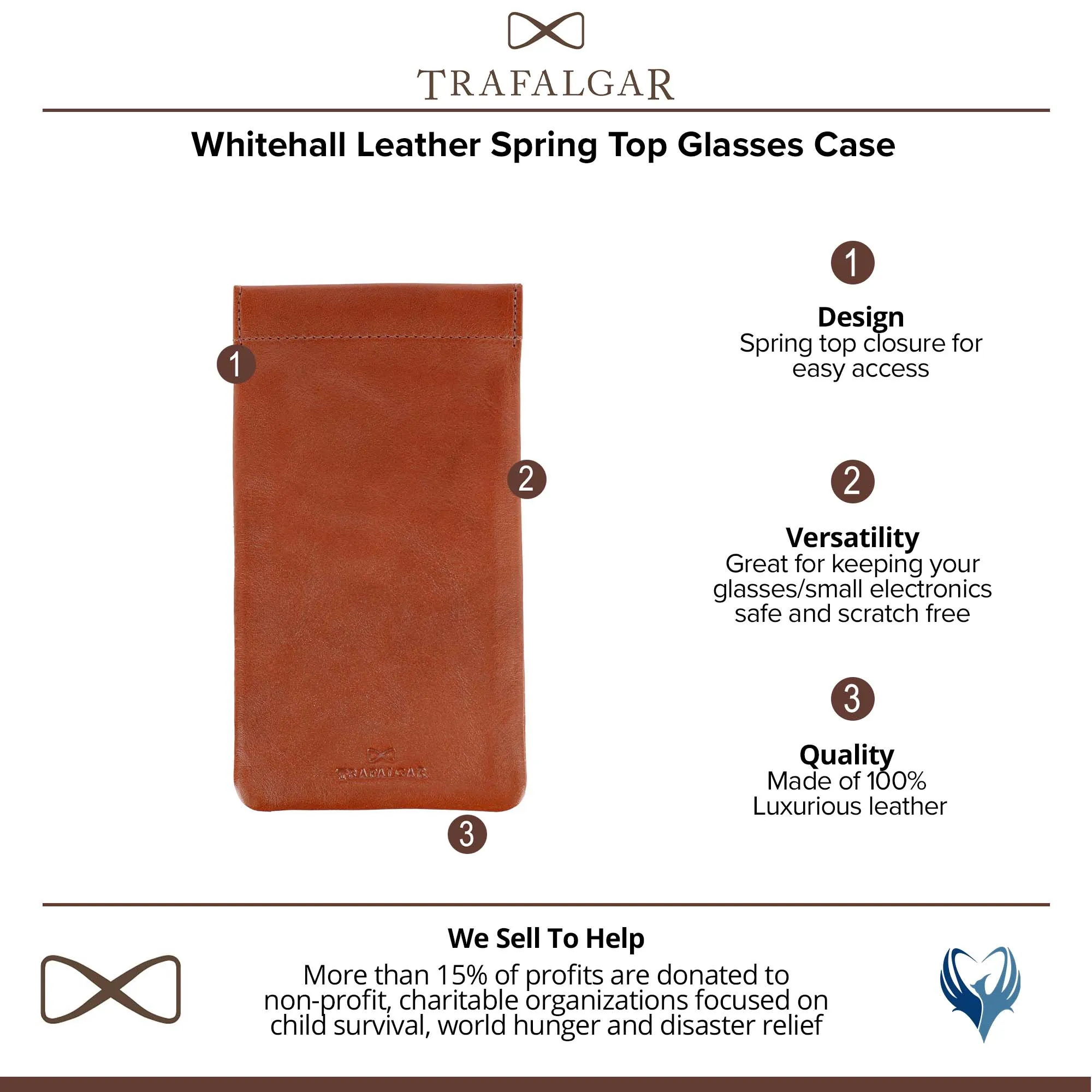 Trafalgar Whitehall Leather Spring Top Glasses Case