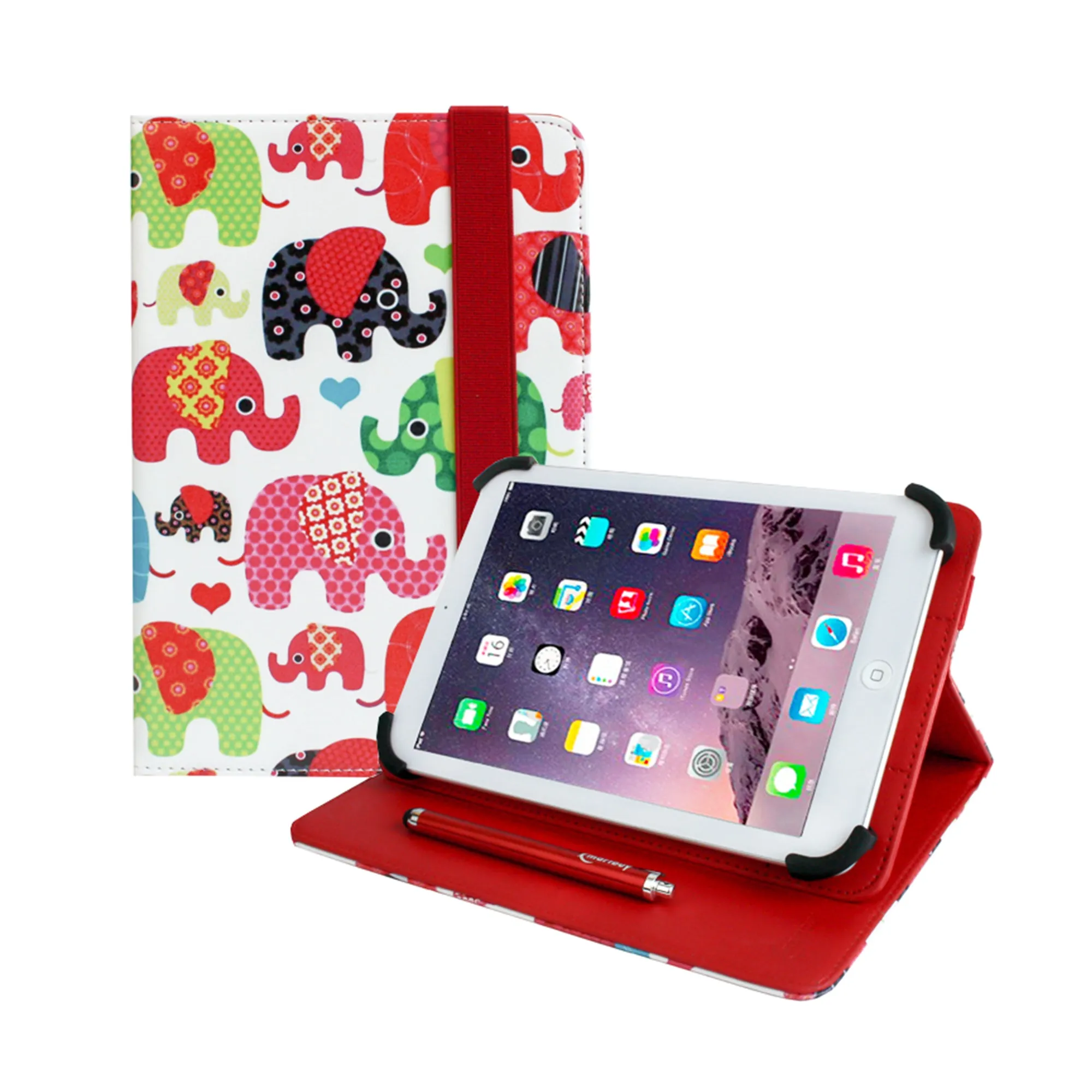 Universal Tablet Case - Multicolored Elephants