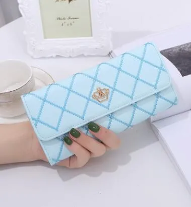 Womens Wallets and Purses Plaid PU Leather Long Wallet Hasp Phone Bag Money Coin Pocket Card Holder Female Wallets Purse